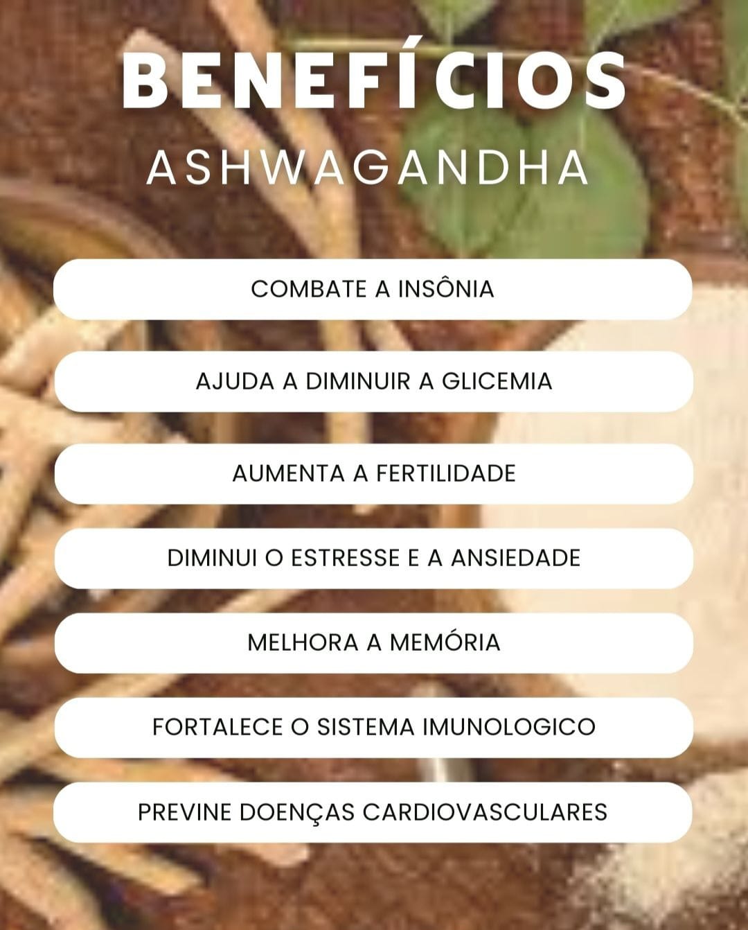 Ashwagandha em Pó (Ginseng Indiano) 100% Puro Natural